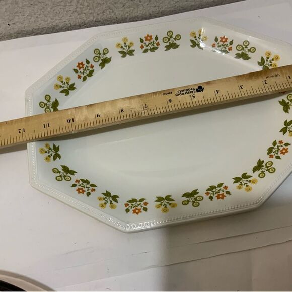 Johnson Brothers Heritage POSY  hexagonal orange flowers platter 12'' EUC G21 - Picture 5 of 8